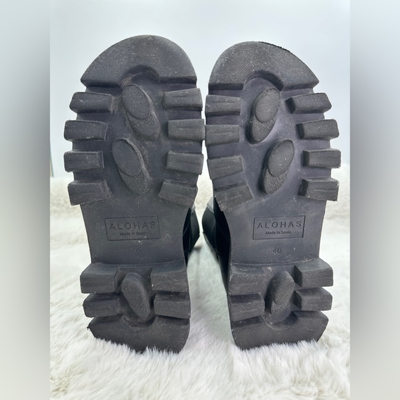 ALOHAS All Rounder chunky leather Boots Black Sz 9 Goth - Picture 14 of 16